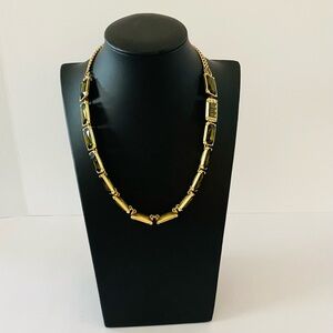 Lia Sophia Versailles Olivine Emerald Gold Cut Crystal Necklace.